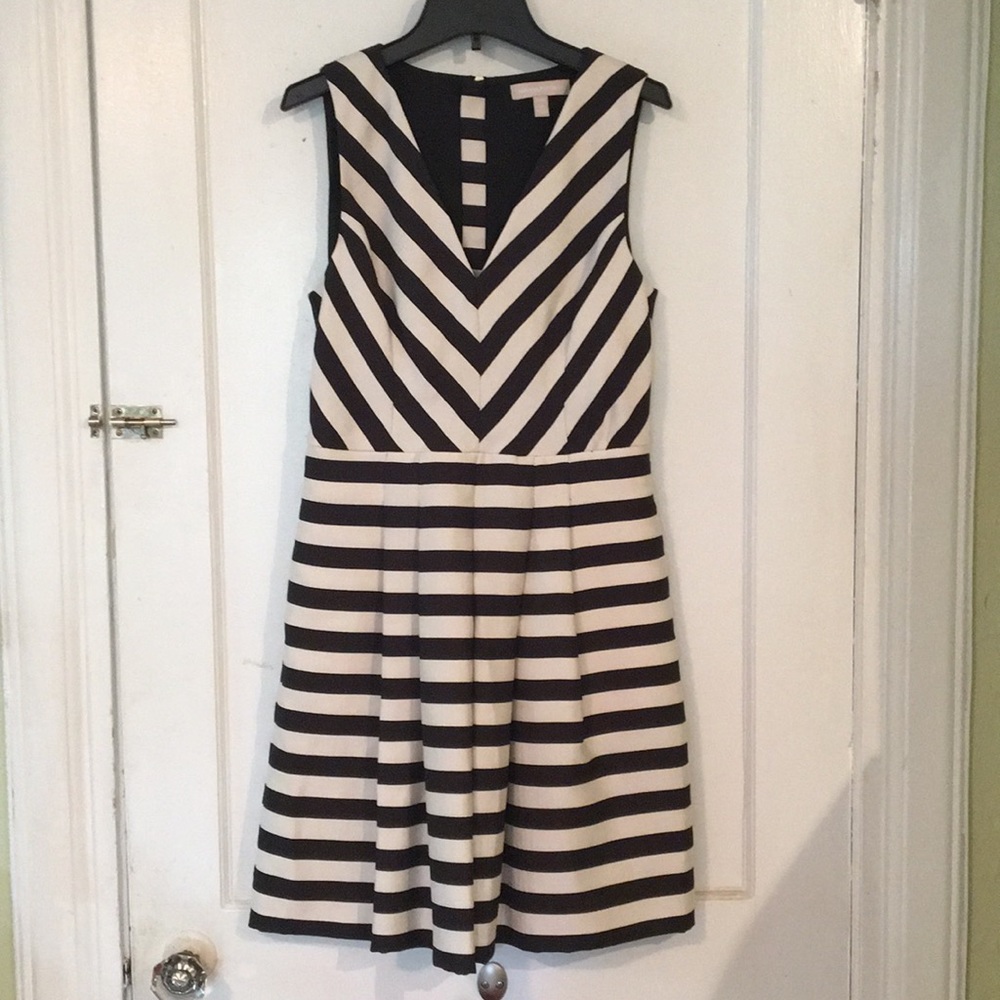 Black and cream stripped formal dress
